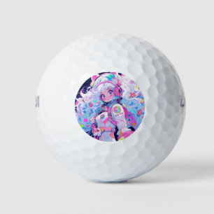 Kawaii Moe Pastel Space Astronaut Anime Girl Golf Balls