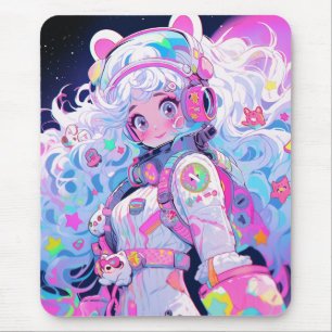 Kawaii Moe Pastel Space Astronaut Anime Girl Mouse Mat