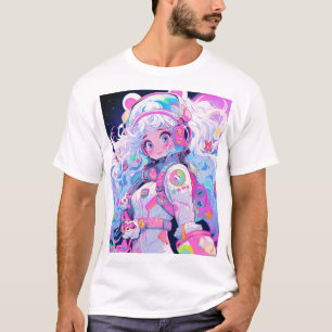 Kawaii Moe Pastel Space Astronaut Anime Girl T-Shirt