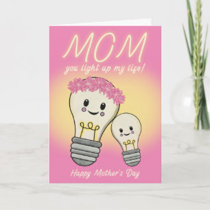 Kawaii Mom Lightbulb Mother's Day Card