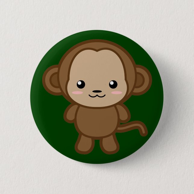 Kawaii Monkey 6 Cm Round Badge (Front)