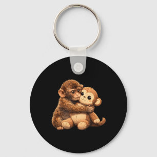Kawaii Monkey Lover Cute Baby Monkey Punch Hugging Key Ring