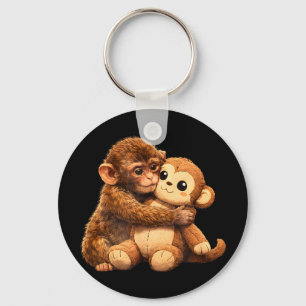 Kawaii monkey lover cute baby monkey punch hugging key ring