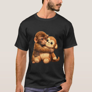 Kawaii monkey lover cute baby monkey punch hugging T-Shirt