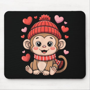 Kawaii Monkey Valentines Day Hearts Scarf Beanie Mouse Mat
