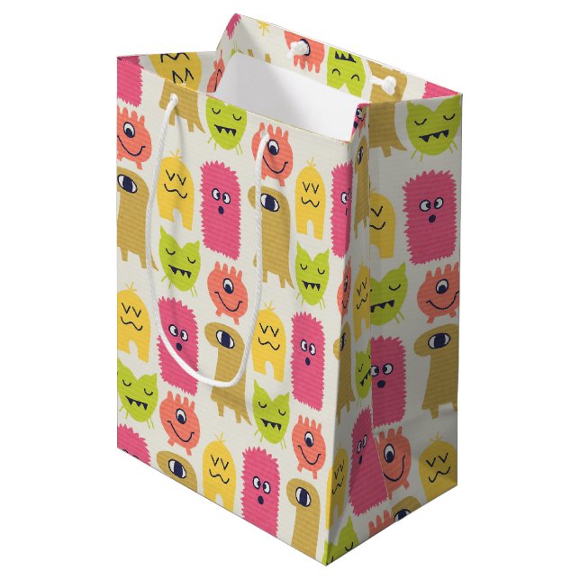 Kawaii Monster Birthday Gift Bag Medium (Front Angled)