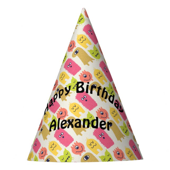 Kawaii Monster Birthday Party Hat (Front)