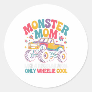 Kawaii Monster Mom Like Regular Mommy But Wheelie  Classic Round Sticker