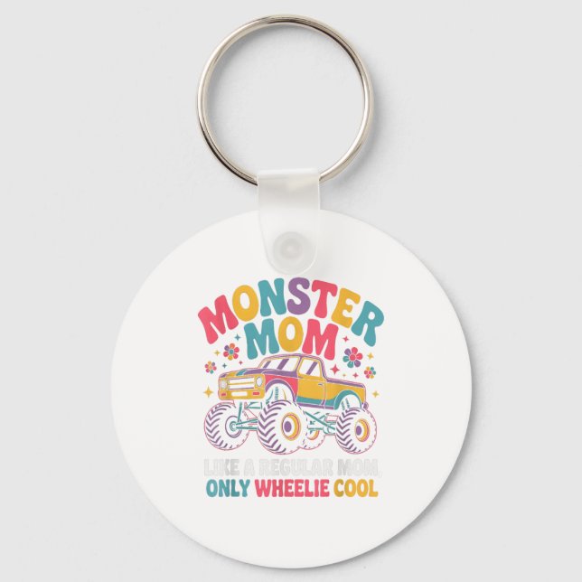 Kawaii Monster Mom Like Regular Mommy But Wheelie  Key Ring (Front)