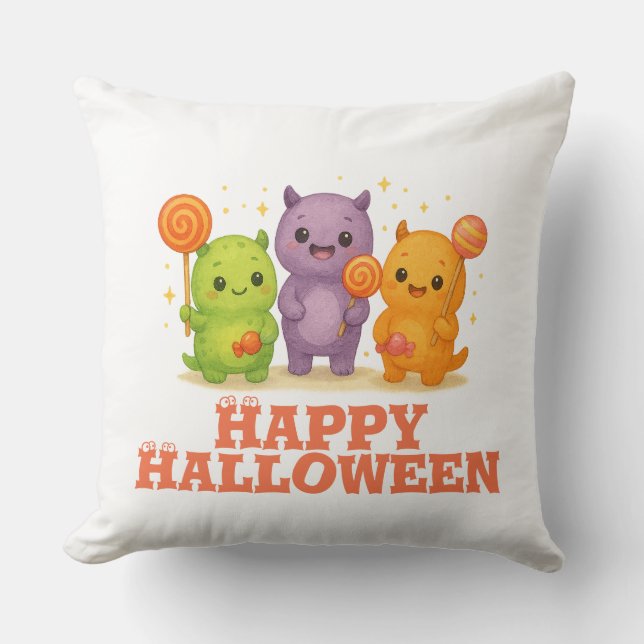 Kawaii Monsters & Lollipops Halloween  Cushion (Front)