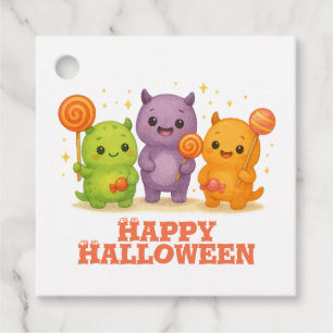 Kawaii Monsters & Lollipops Halloween Favor Bags Favour Tags