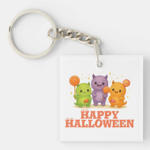 Kawaii Monsters & Lollipops Halloween Key Ring