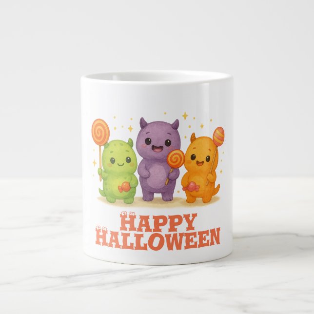 Kawaii Monsters & Lollipops Halloween  Large Coffee Mug (Front)