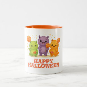 Kawaii Monsters & Lollipops Halloween Two-Tone Coffee Mug
