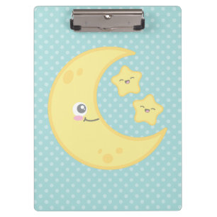 Kawaii Moon and Stars Clip Board