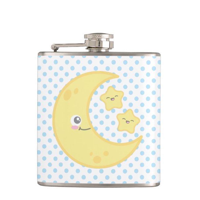 Kawaii Moon and Stars Flask (Front)
