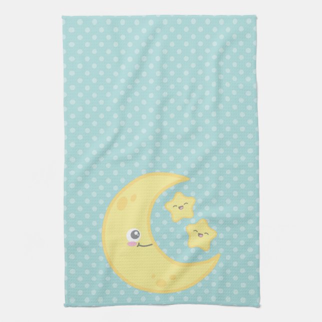 Kawaii Moon and Stars Kitchen Towel (Vertical)