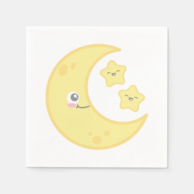 Kawaii Moon and Stars Napkins (Front)