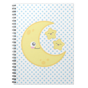 Kawaii Moon and Stars Notebook