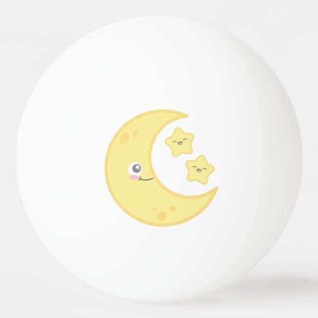 Kawaii Moon and Stars Ping Pong Balls (Back)