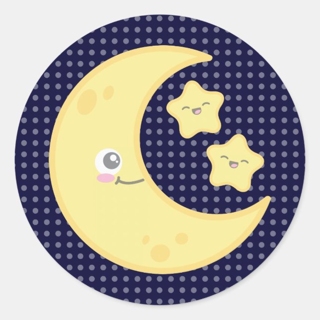 Kawaii Moon and Stars Stickers (Front)