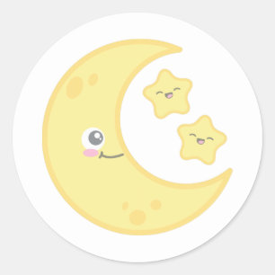 Kawaii Moon and Stars Stickers