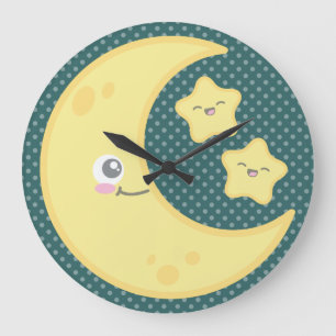 Kawaii Moon and Stars Wall Clock
