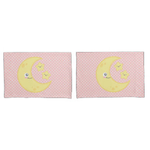 Kawaii Moon & Stars Pillow Case Set
