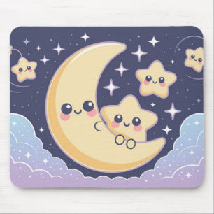 Kawaii Moon & Stars Sleepy Mouse Pad