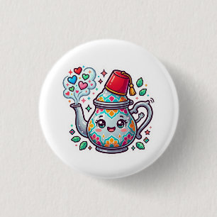 Kawaii Moroccan Mint Tea Pot Sticker 3 Cm Round Badge