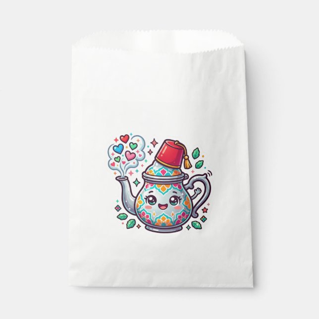 Kawaii Moroccan Mint Tea Pot Sticker Favour Bags (Front)