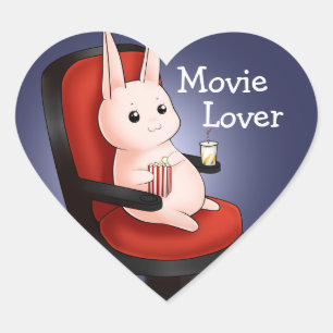Kawaii movie theatre bunny rabbit heart sticker