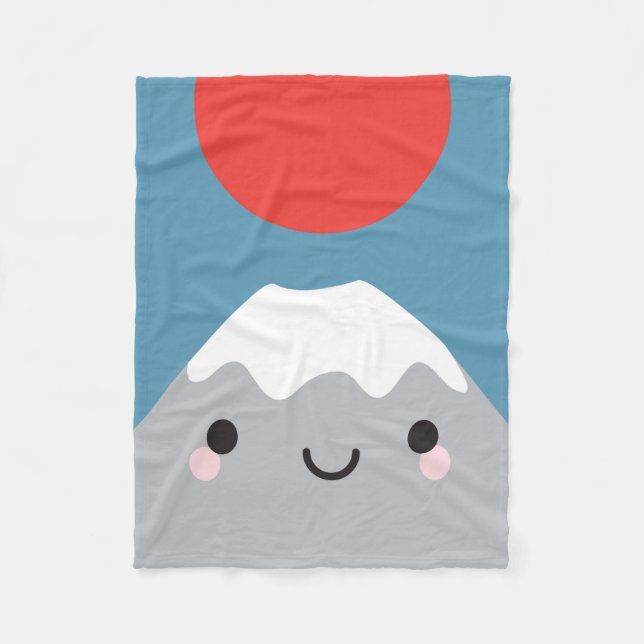 Kawaii Mt Fuji San Fleece Blanket (Front)