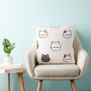 Kawaii Multicolor Cute Cat Pattern Cushion