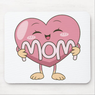 Kawaii Mum Heart Hug Design Mouse Mat