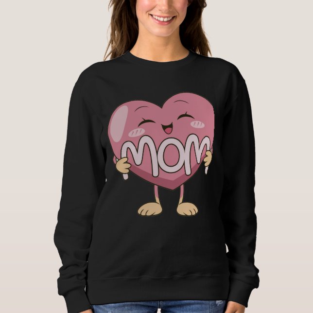 Kawaii Mum Heart Hug Design Sweatshirt (Front)