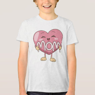 Kawaii Mum Heart Hug Design Tri-Blend Shirt