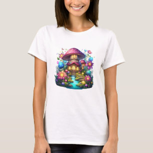 Kawaii Mushroom Cottage in Magical Forest – Fantas T-Shirt