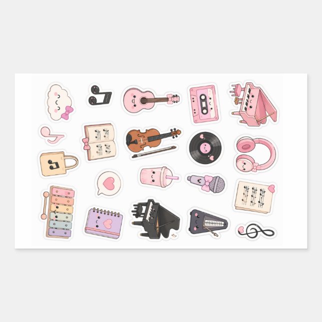kawaii music stickers pack (Front)