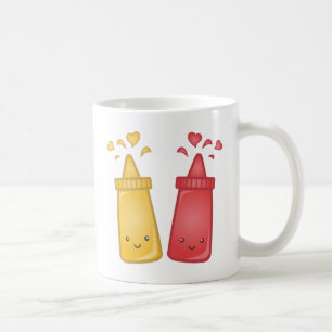 Kawaii Mustard and Ketchup Love Coffee Mug