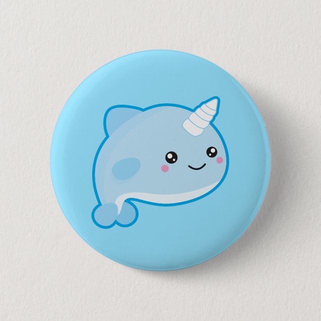 Kawaii Narwhal 6 Cm Round Badge (Front)