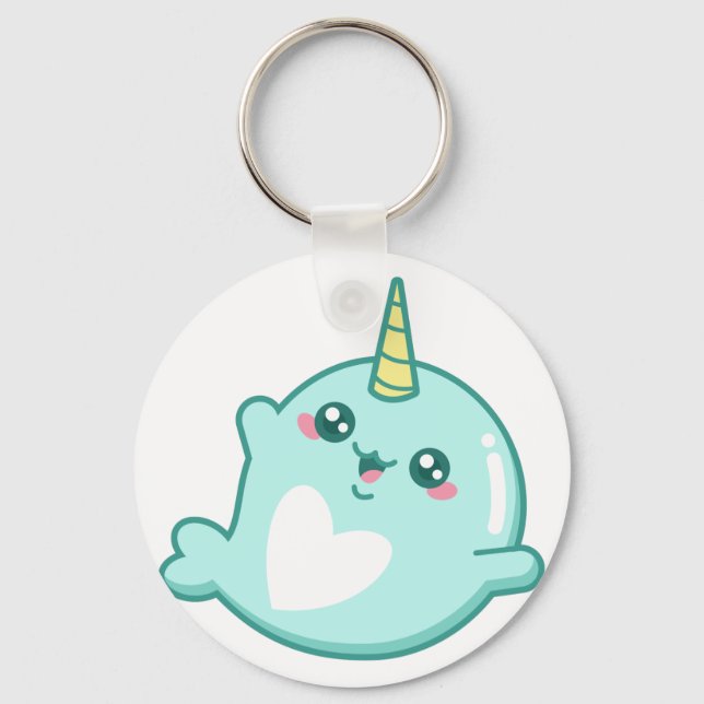 Kawaii Narwhal Key Ring (Front)