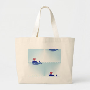 kawaii narwhal large tote bag