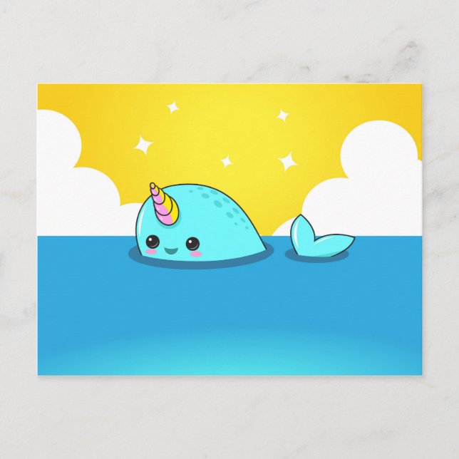 Kawaii Narwhal Postcard (Front)