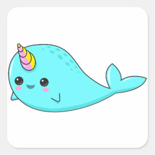 Kawaii Narwhal Square Sticker