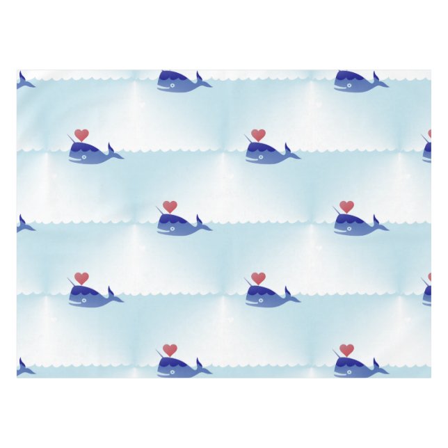 kawaii narwhal table cloth tablecloth (Front (Horizontal))