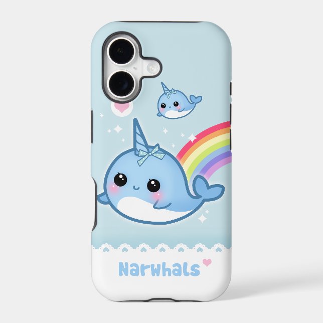 Kawaii narwhals with rainbow (Back)