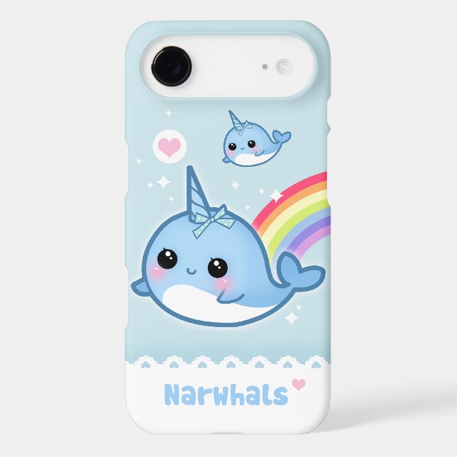 Kawaii narwhals with rainbow Case-Mate iPhone case (Back)