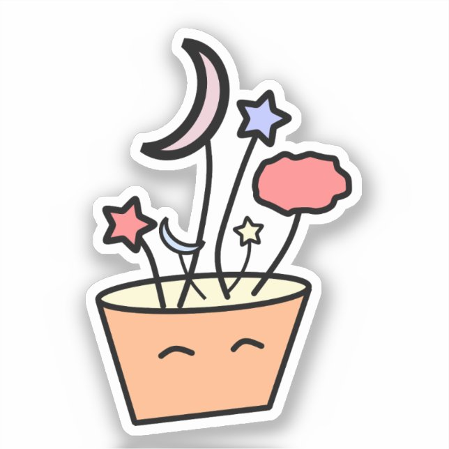 Kawaii Nature Plant Pot Vinyl Sticker (Front)