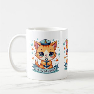Kawaii Nautical Cat Sailing Anchor Pun Coffee Mug